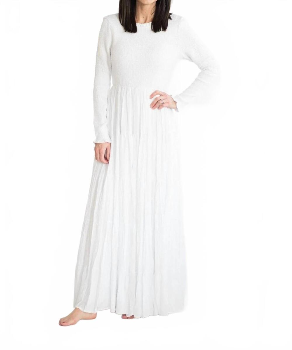NEW TEA N ROSE smocked top temple dress in white